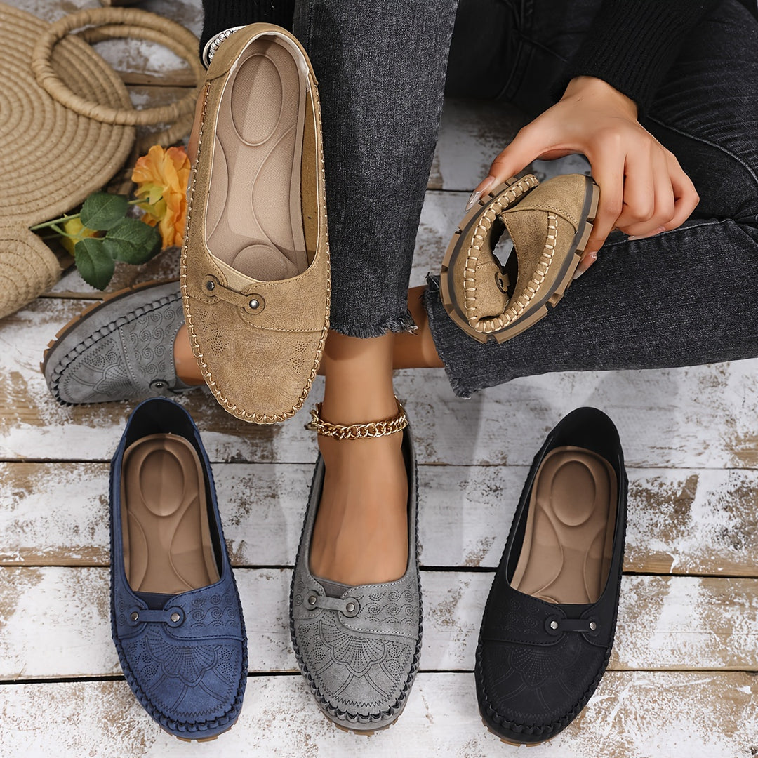 Women's Large Size Retro Slip-On Loafers