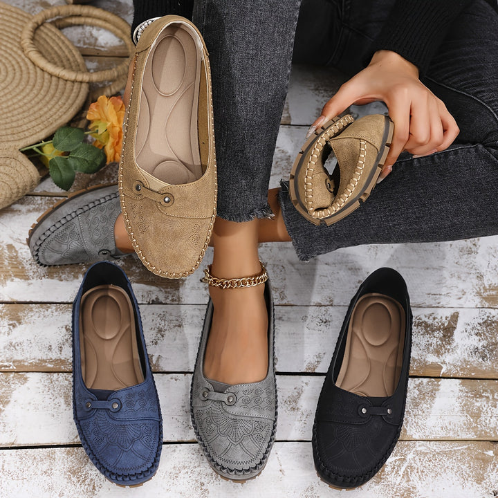 Women's Large Size Retro Slip-On Loafers