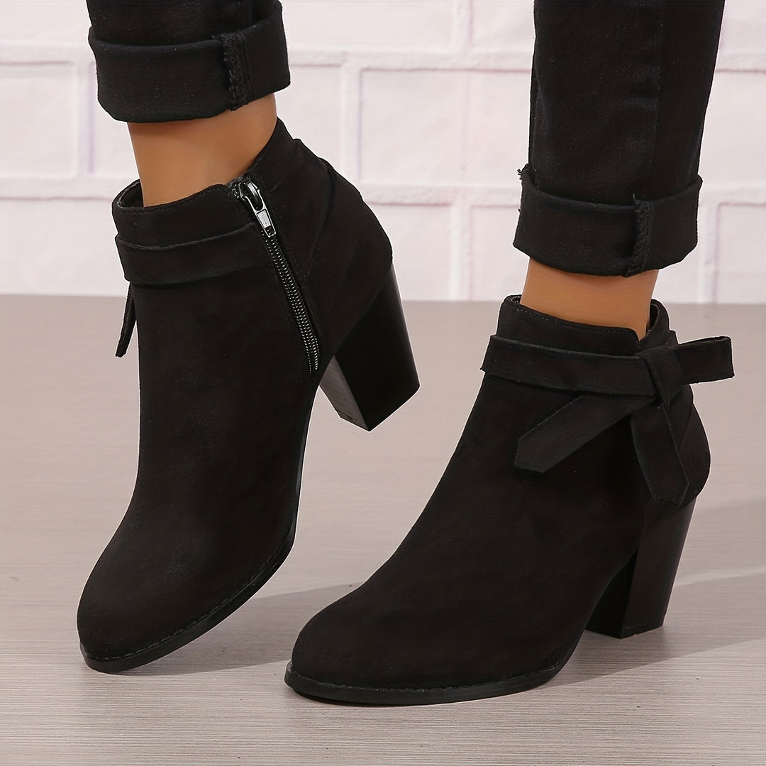 Women's Frosted Orange Ankle Boots with Chunky Heels