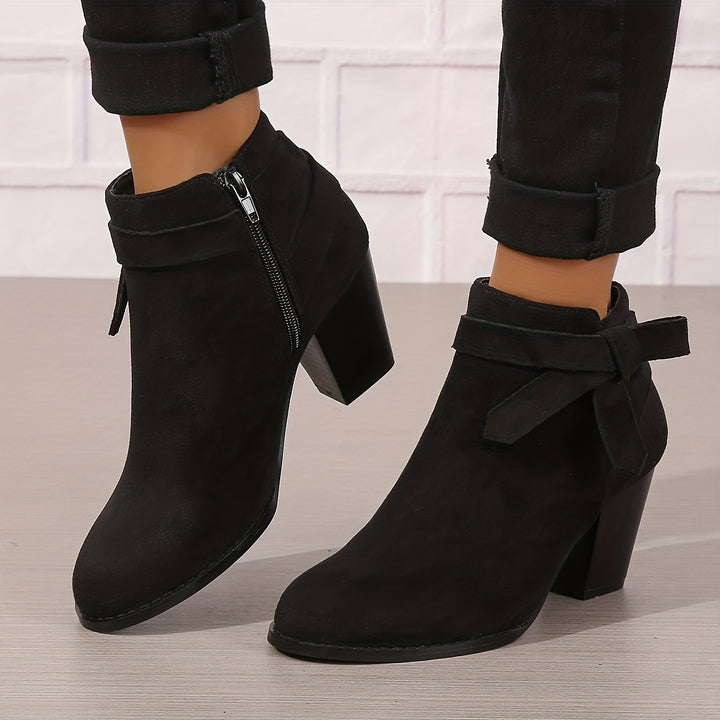 Women's Frosted Orange Ankle Boots with Chunky Heels