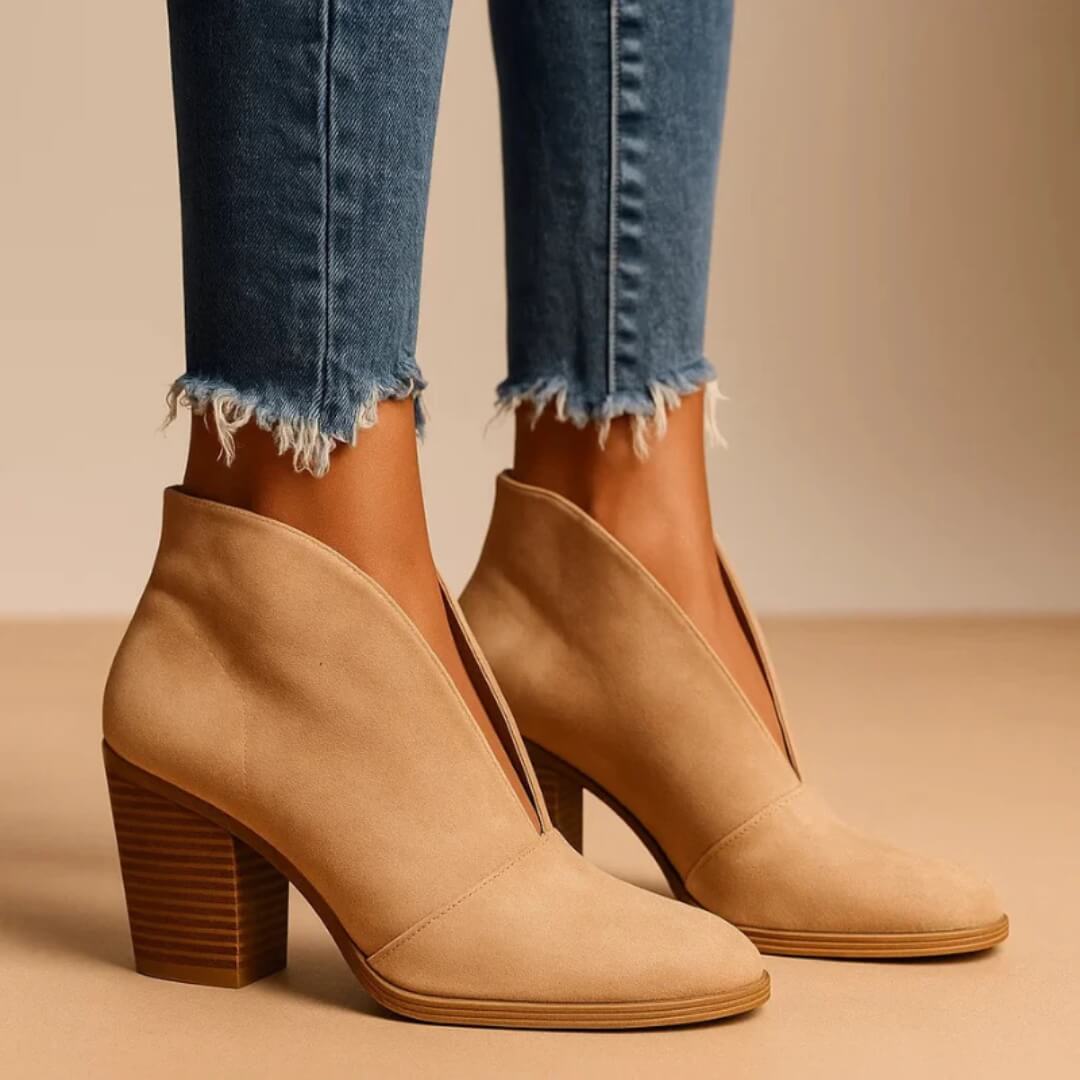 V-Shape Block Heel Boots