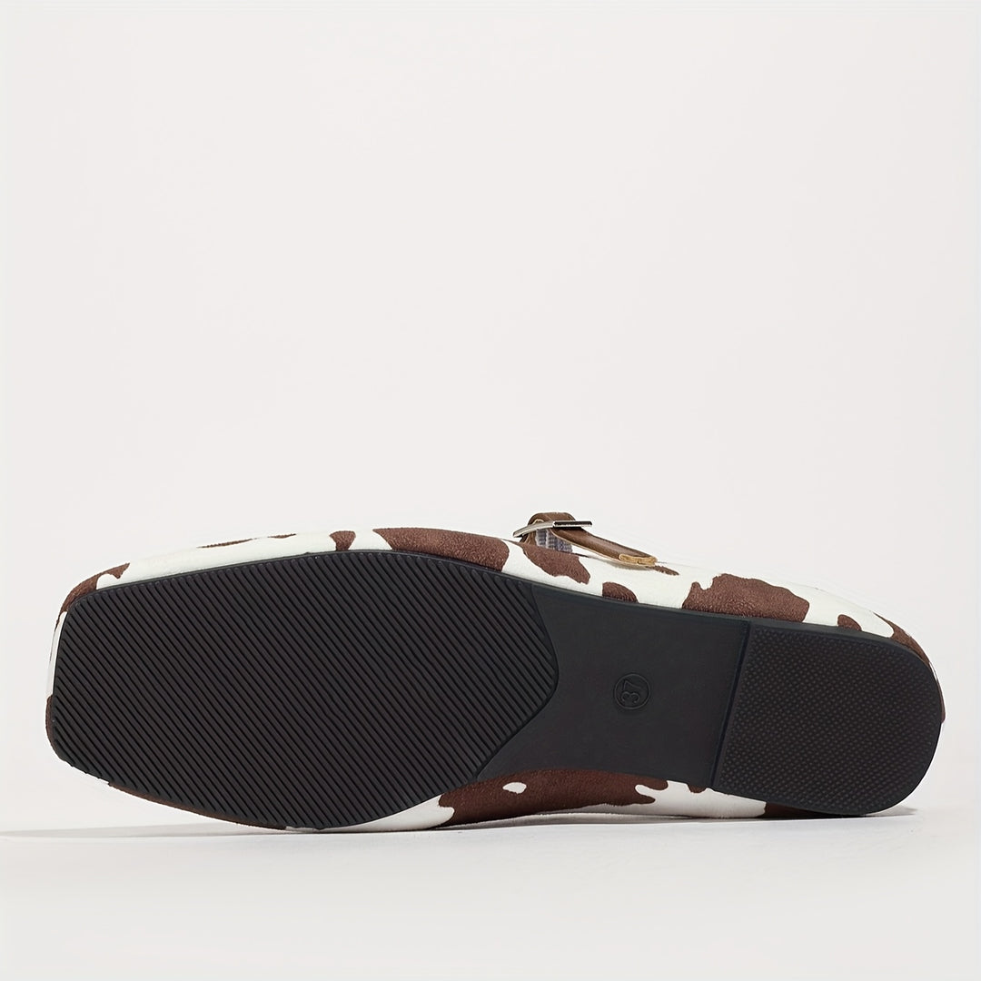 Cow Print Mary Jane Flats