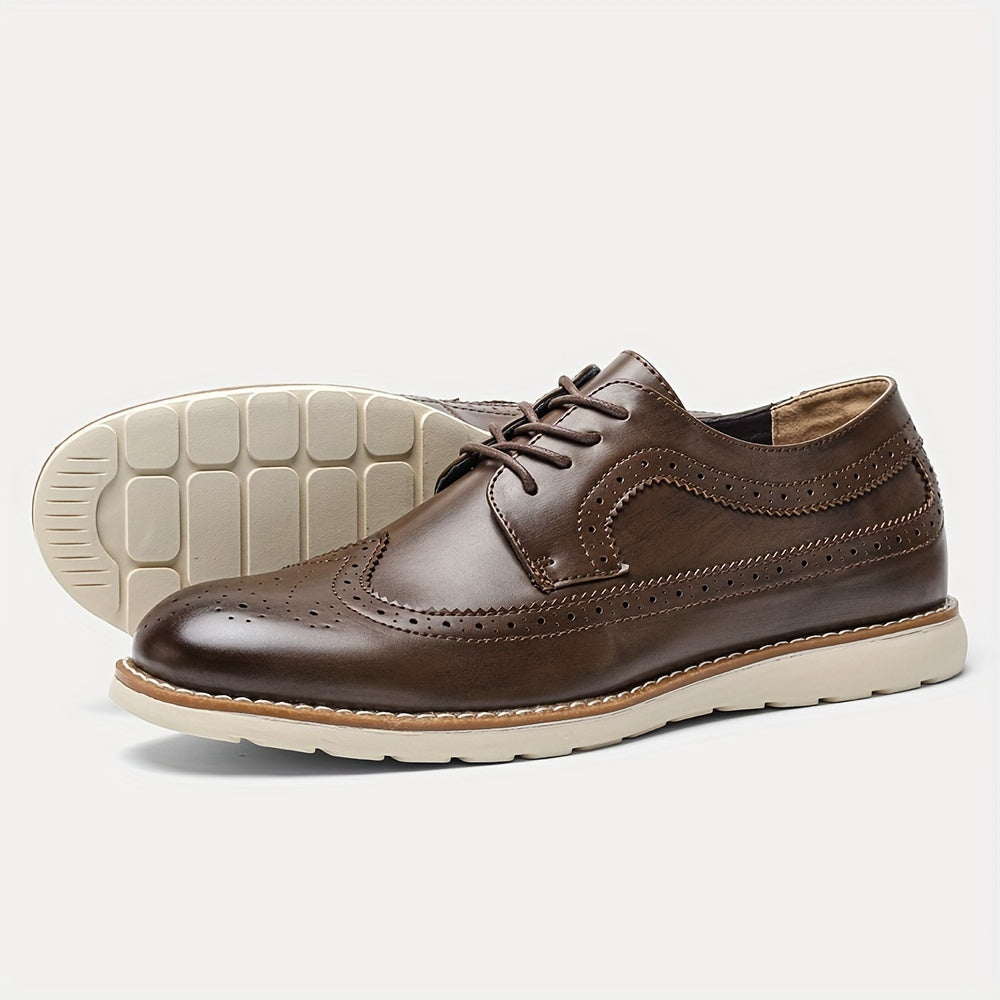 Men's Solid Color Wing Tip Derby Shoes
