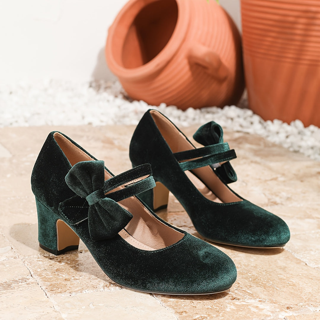 Elegant Women'S Round Toe Mary Jane Pumps with Bow
