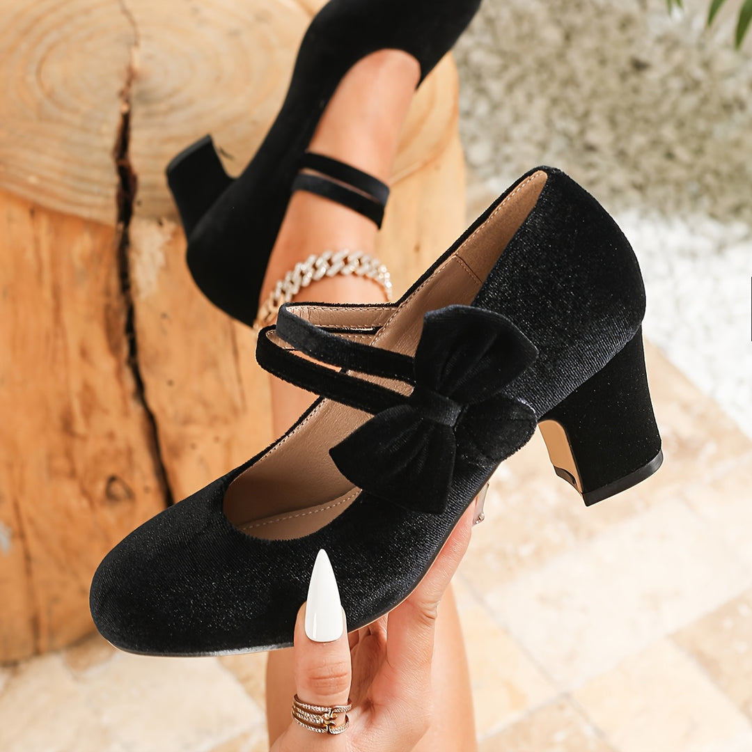 Elegant Women'S Round Toe Mary Jane Pumps with Bow