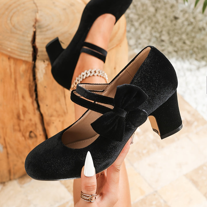 Elegant Women'S Round Toe Mary Jane Pumps with Bow
