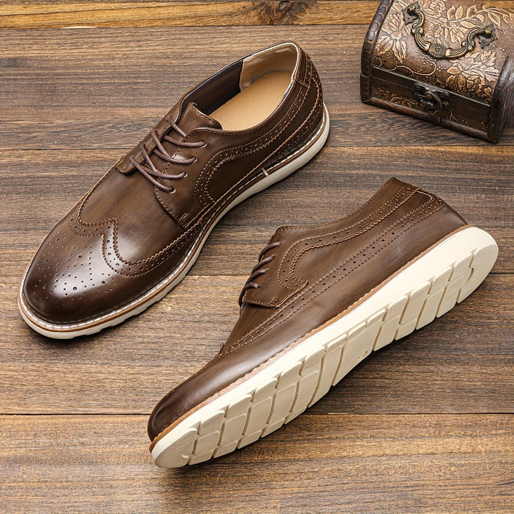 Men's Solid Color Wing Tip Derby Shoes