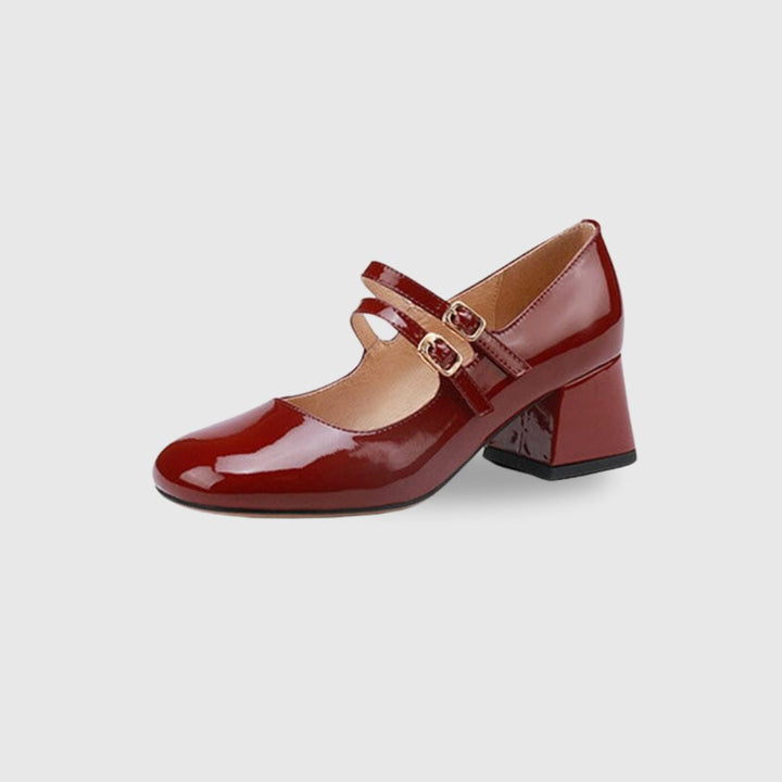 Block Heel Double Strap Shoes