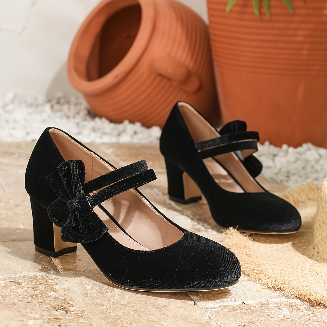 Elegant Women'S Round Toe Mary Jane Pumps with Bow