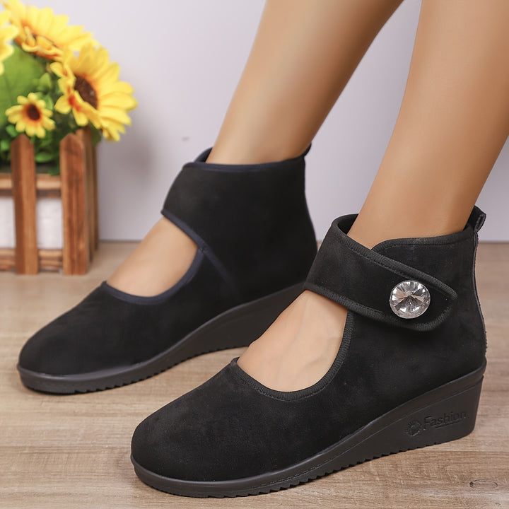 Wedge Ankle Boots with Buckle Strap