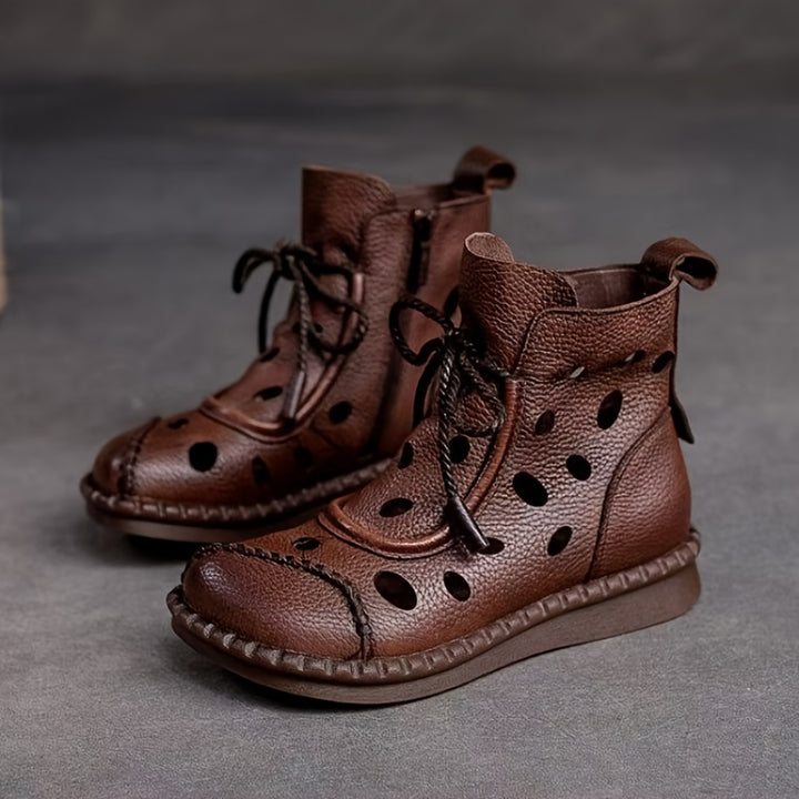 Roman Style Round Toe Lace-Up Ankle Boots