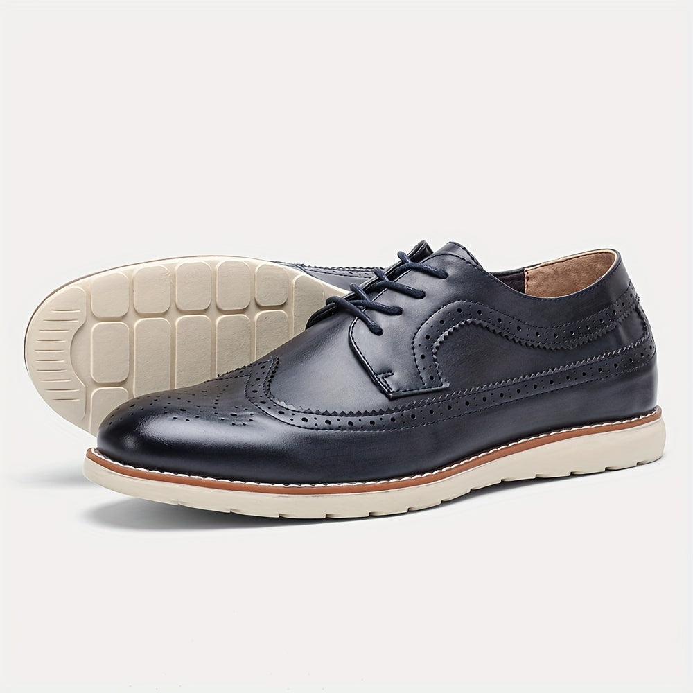 Men's Solid Color Wing Tip Derby Shoes