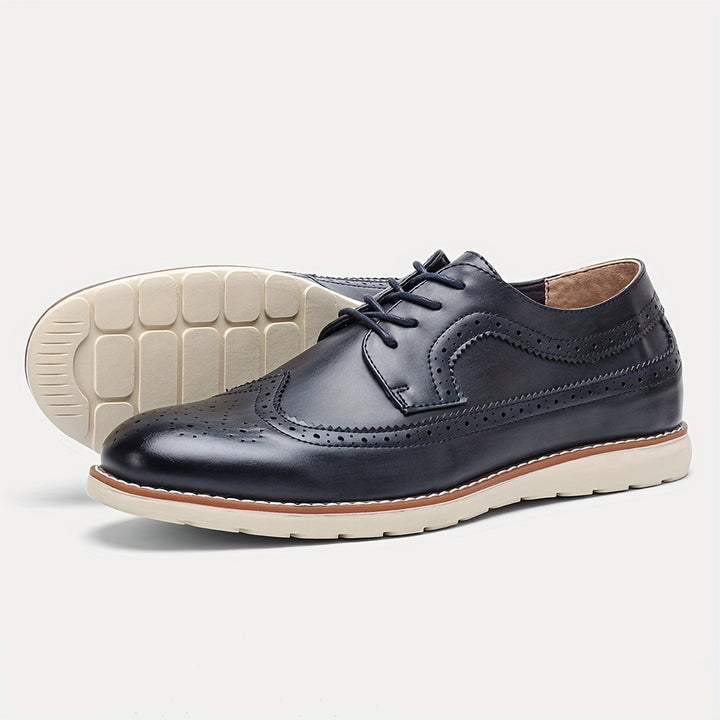 Men's Solid Color Wing Tip Derby Shoes