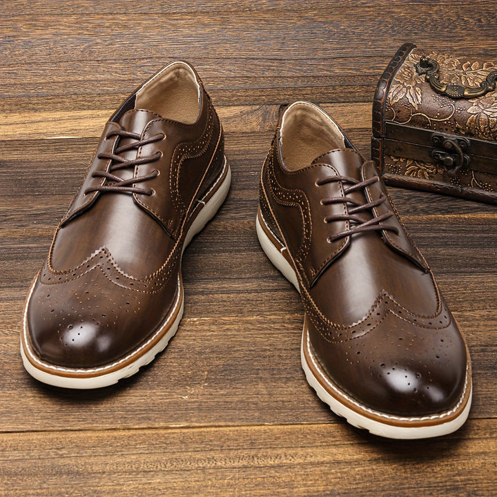 Men's Solid Color Wing Tip Derby Shoes