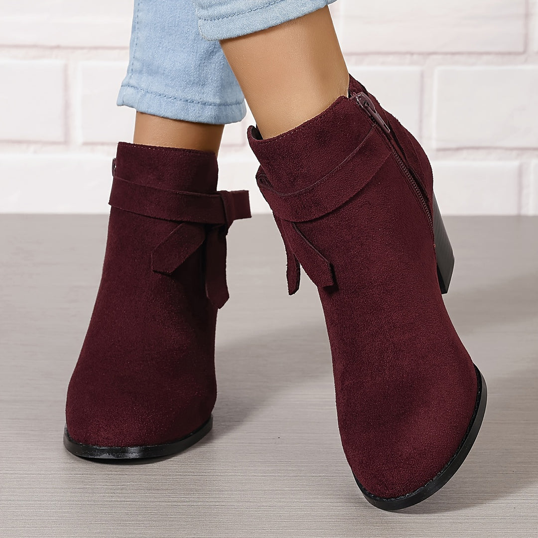 Women's Frosted Orange Ankle Boots with Chunky Heels