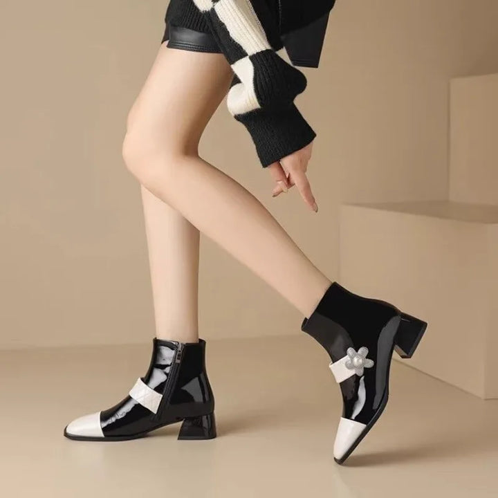 Color Block Square Toe Boots
