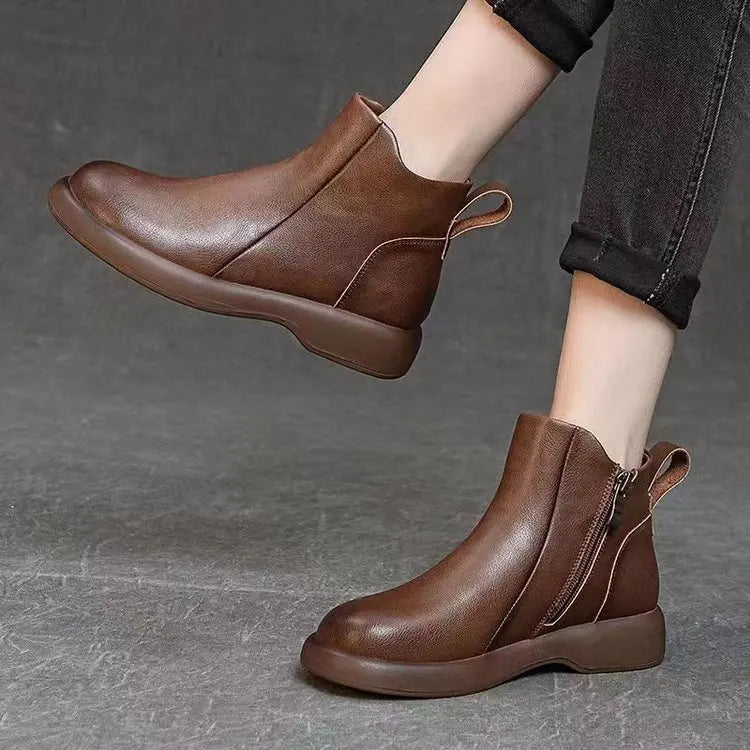 Side Zipper Ankle Boots with Anti-Slip Sole