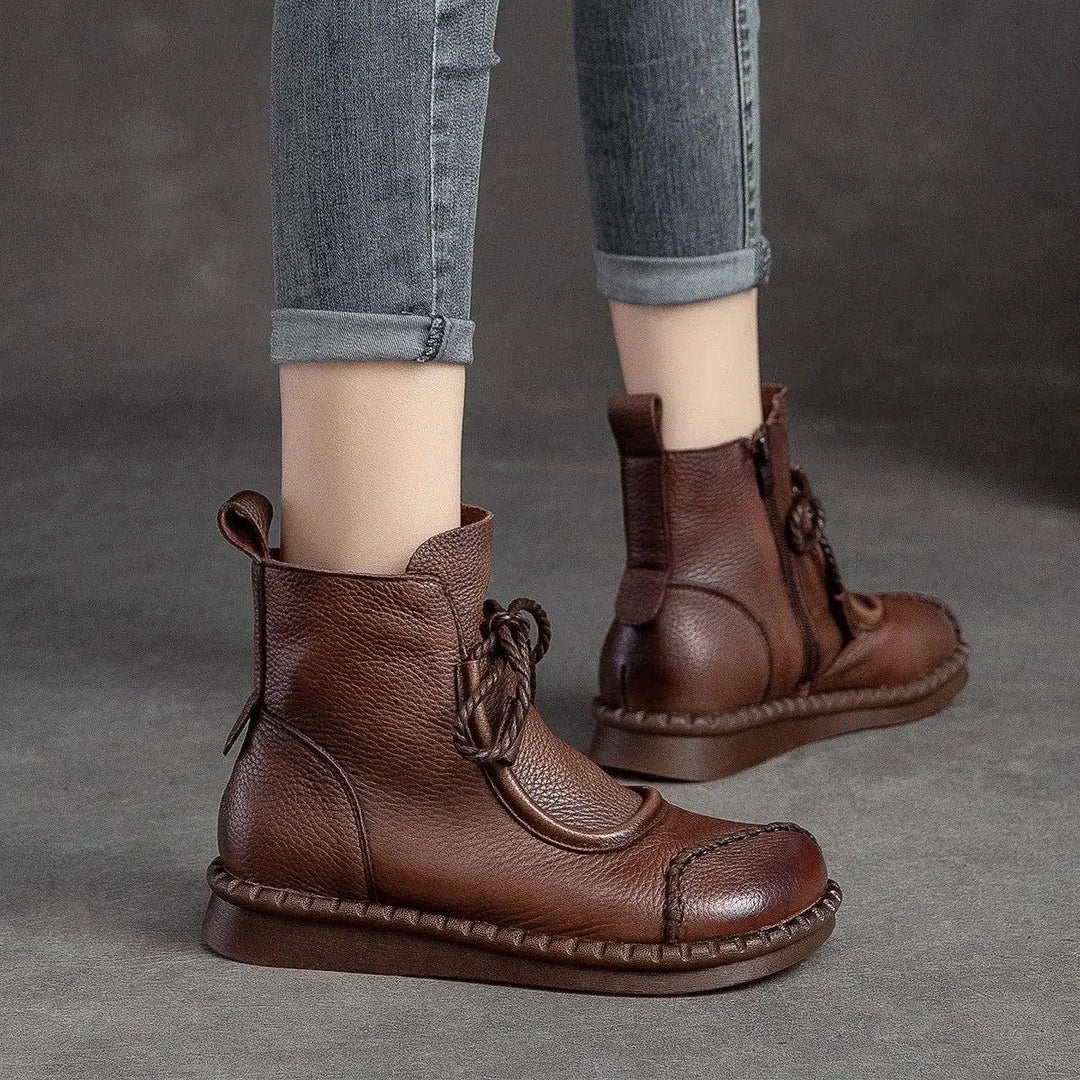 Retro Style Flat Bottom Boots