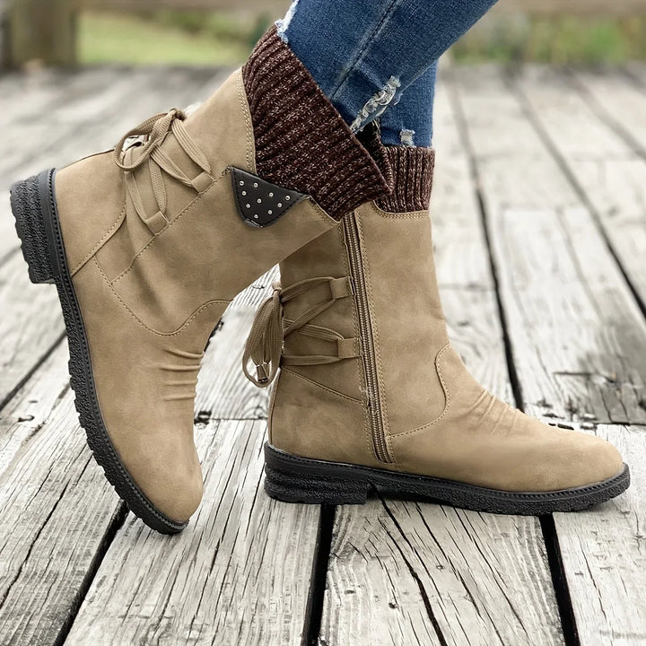 Side Zip Knit Boots