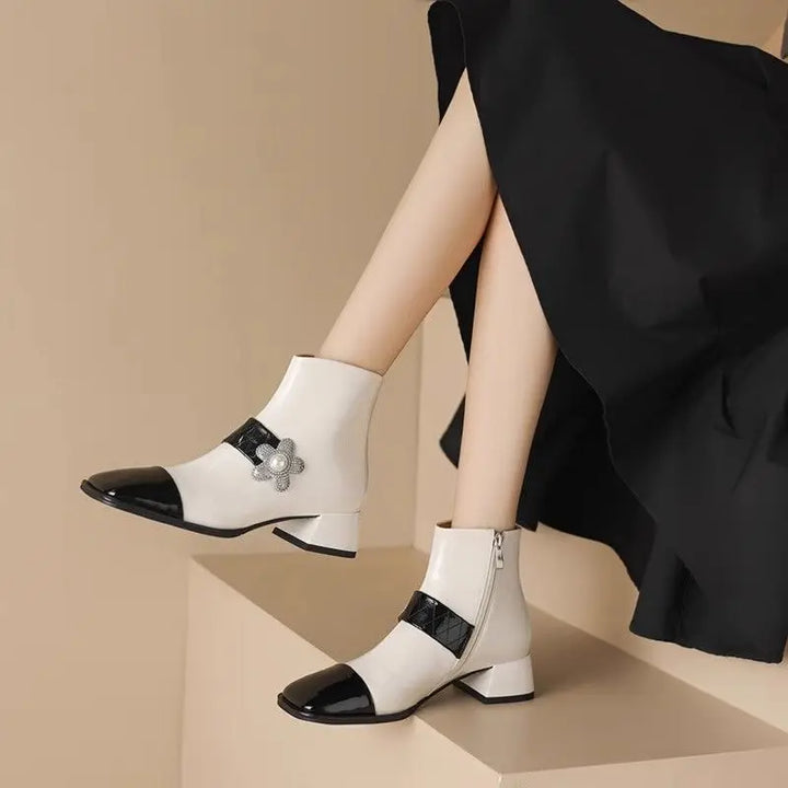 Color Block Square Toe Boots