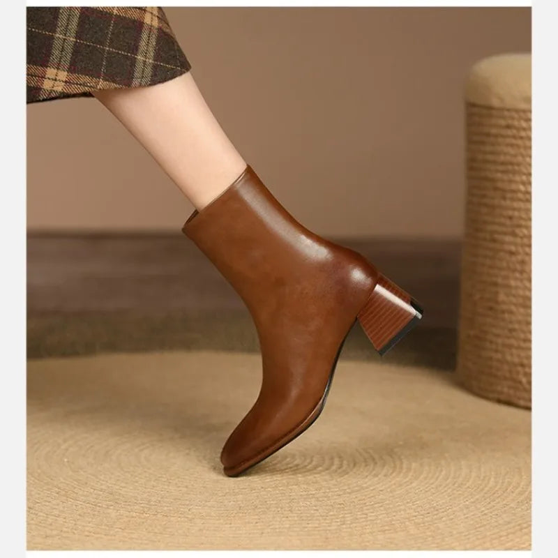 Square Toe Side Zipper Boots