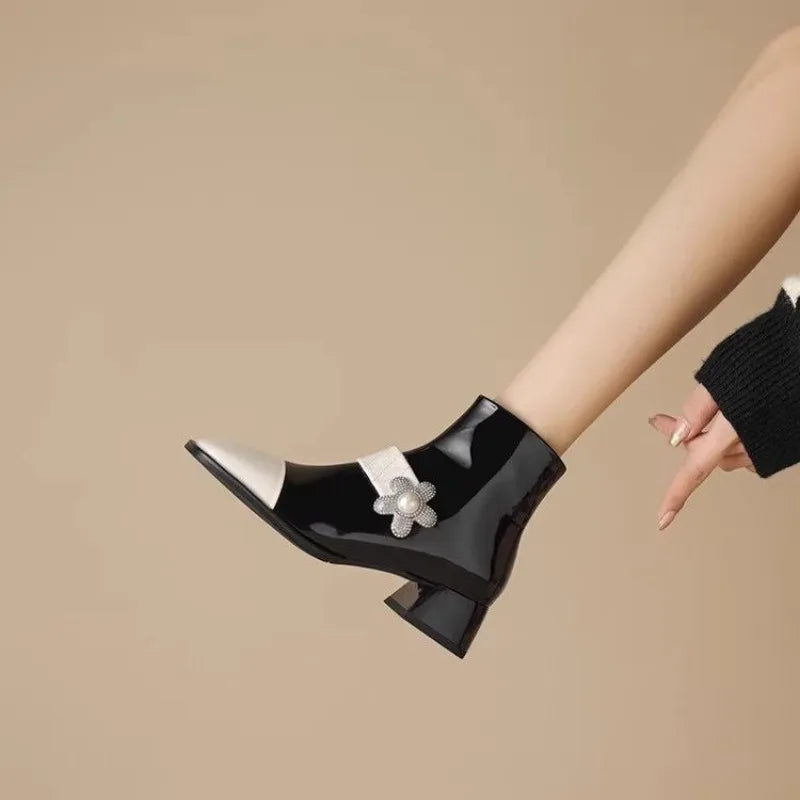 Color Block Square Toe Boots