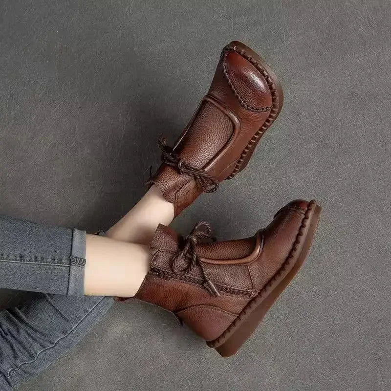 Retro Style Flat Bottom Boots