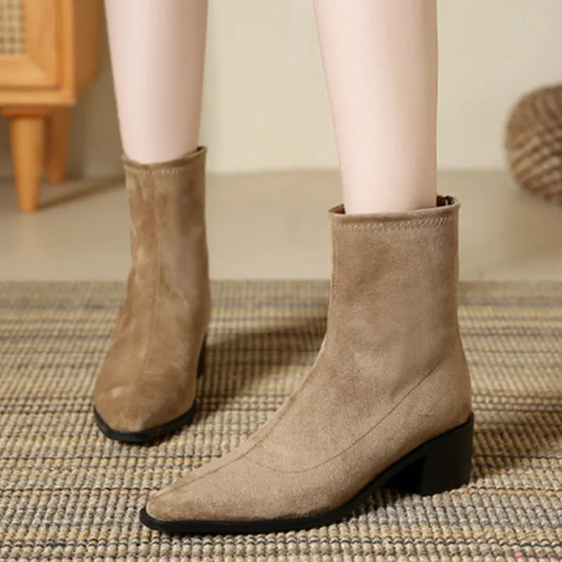 Faux Suede Ankle Boots