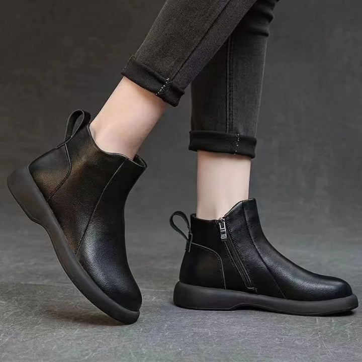 Side Zipper Ankle Boots with Anti-Slip Sole