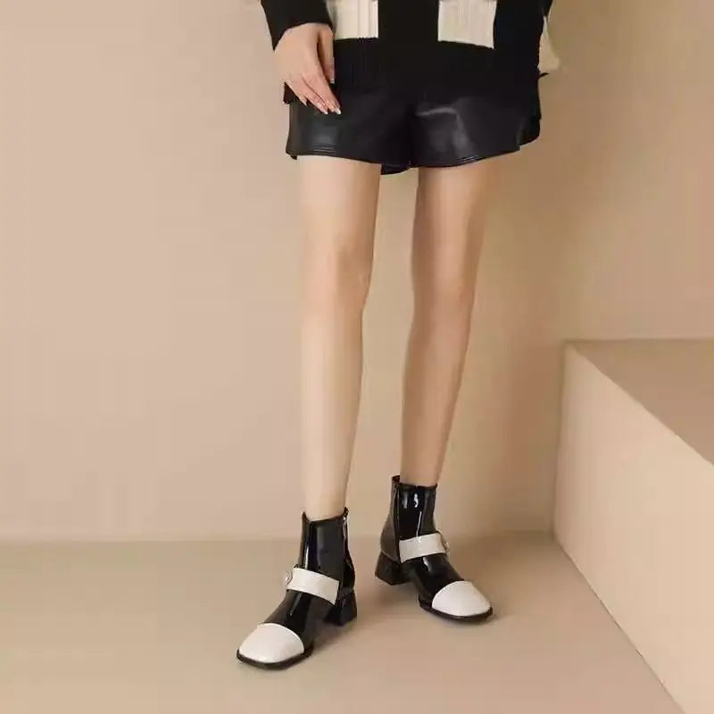 Color Block Square Toe Boots