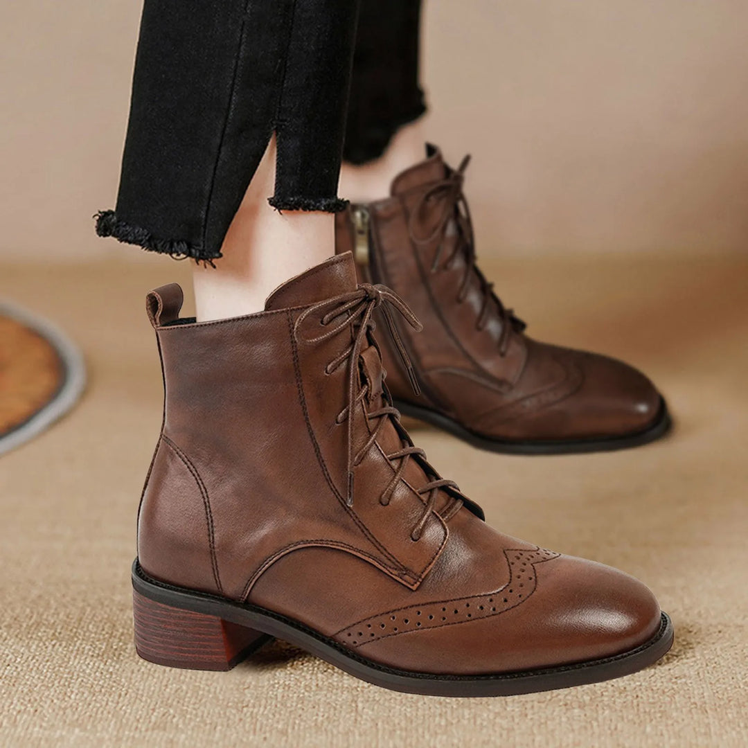 Block Heel Side Zipper Short Boots