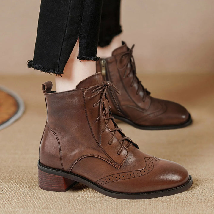 Block Heel Side Zipper Short Boots