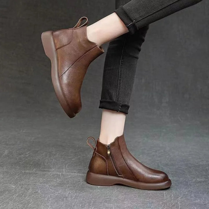 Side Zipper Ankle Boots with Anti-Slip Sole
