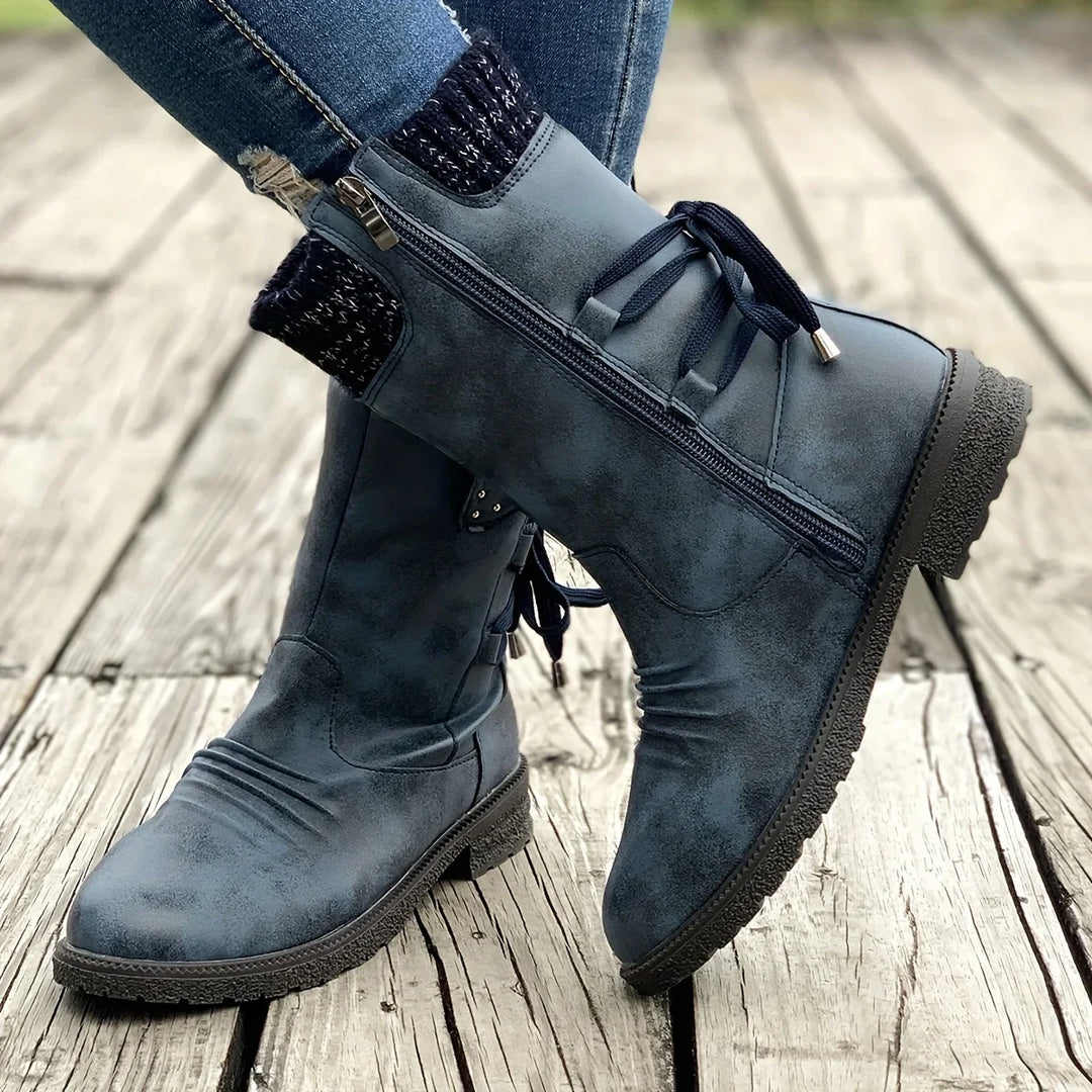 Side Zip Knit Boots