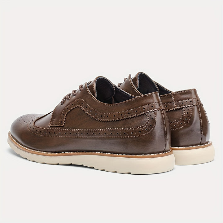 Men's Solid Color Wing Tip Derby Shoes