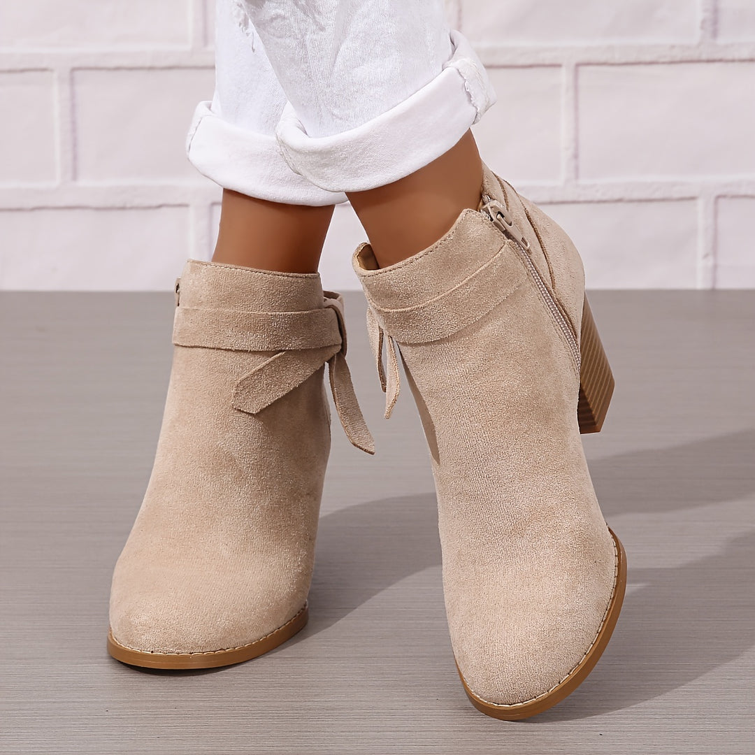 Women's Frosted Orange Ankle Boots with Chunky Heels