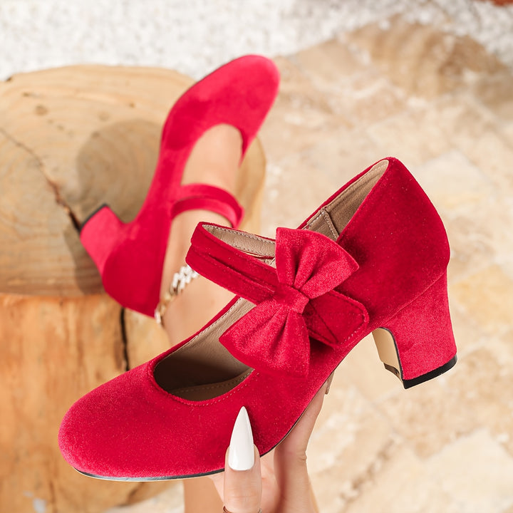 Elegant Women'S Round Toe Mary Jane Pumps with Bow
