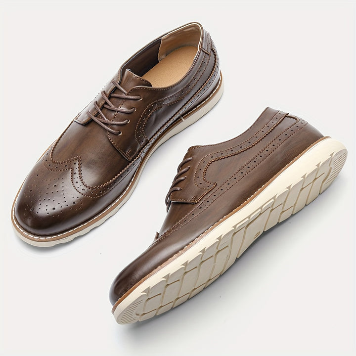Men's Solid Color Wing Tip Derby Shoes