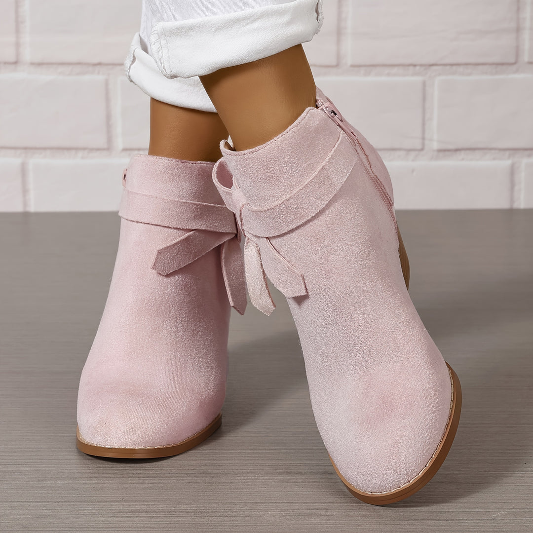 Women's Frosted Orange Ankle Boots with Chunky Heels