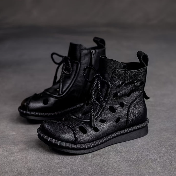 Roman Style Round Toe Lace-Up Ankle Boots