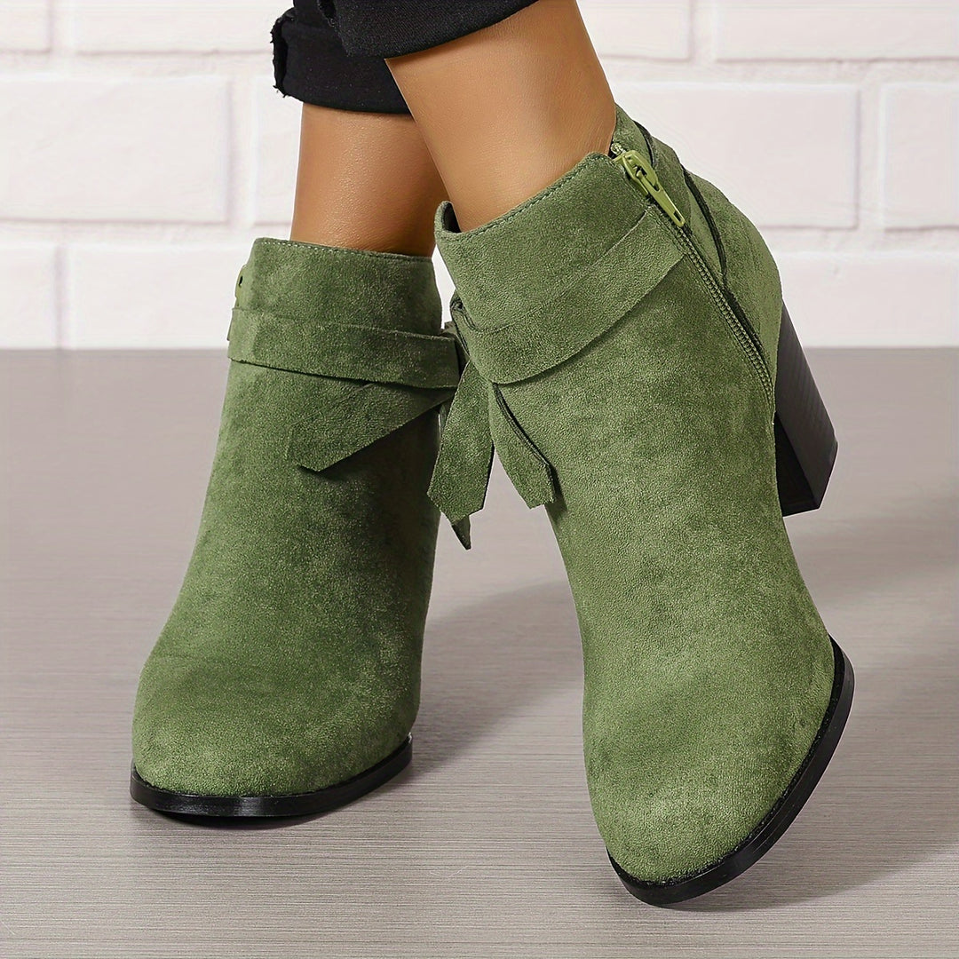 Women's Frosted Orange Ankle Boots with Chunky Heels