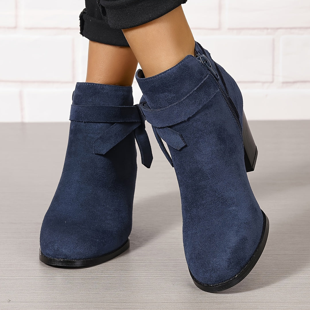 Women's Frosted Orange Ankle Boots with Chunky Heels