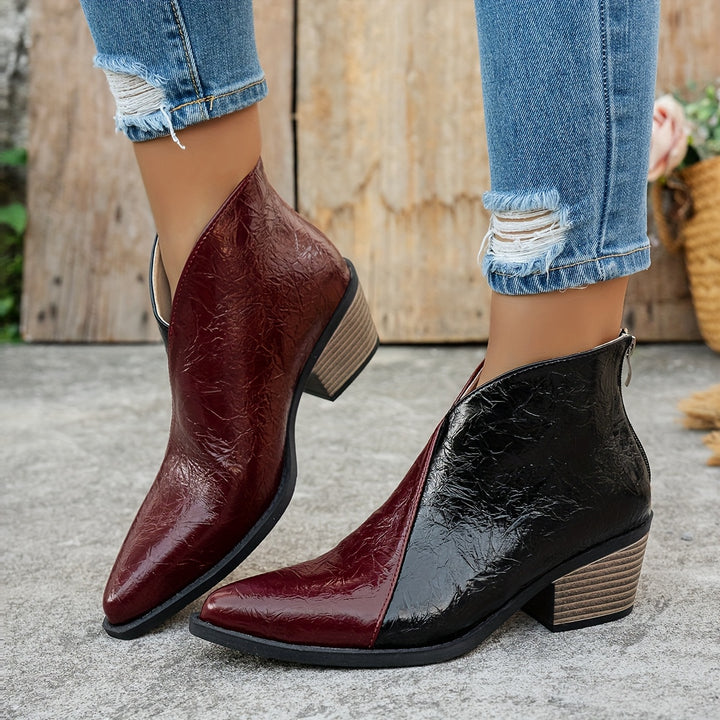 Ankle Boots with Pointed Toe & Back Zipper