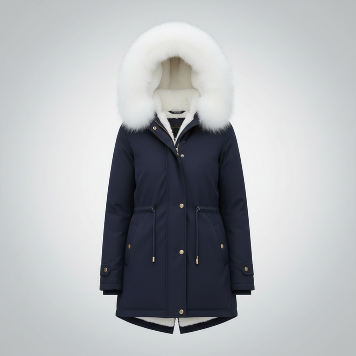 Fur Hooded Winter Blue Parka