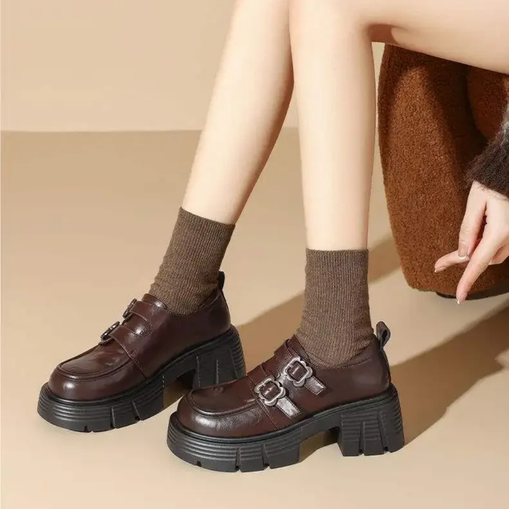 French Style Thick Heel Single Shoes