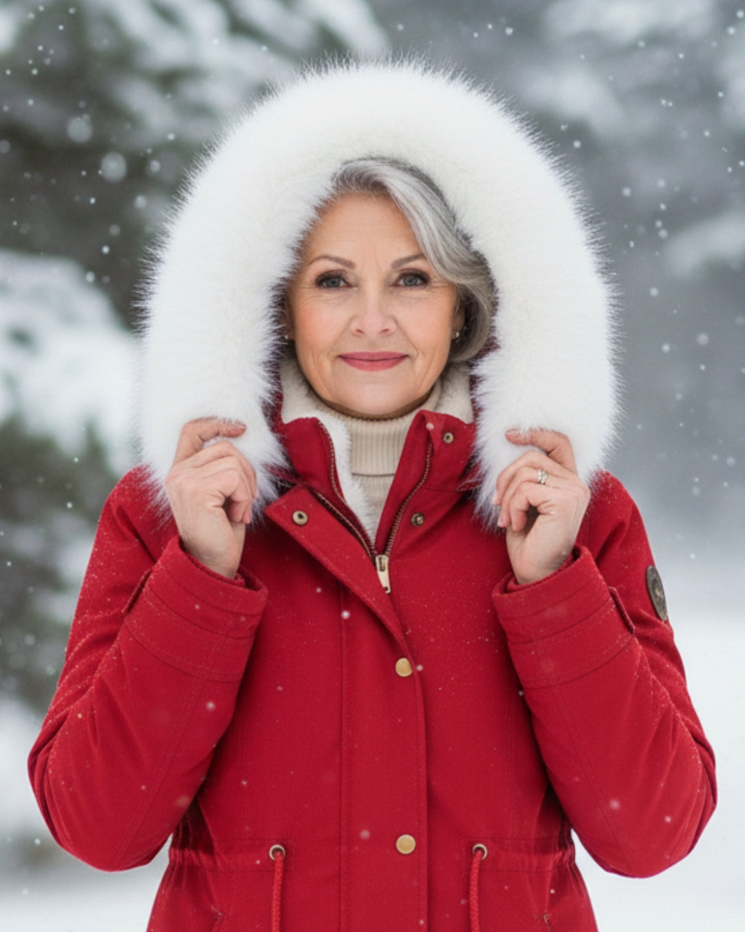 White Fur Hooded Parka