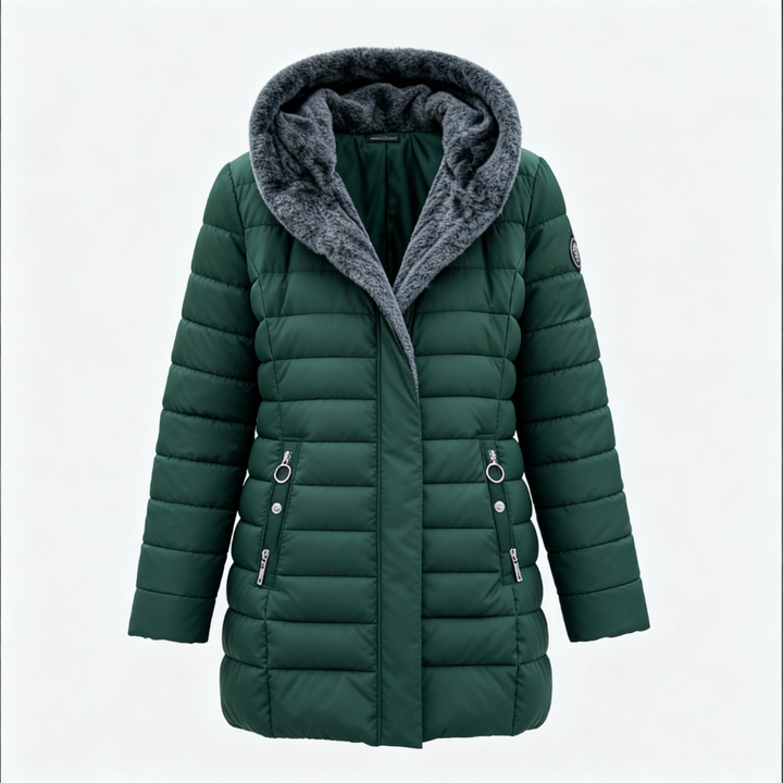 Fleece Lined Dark Green Puffer Coat