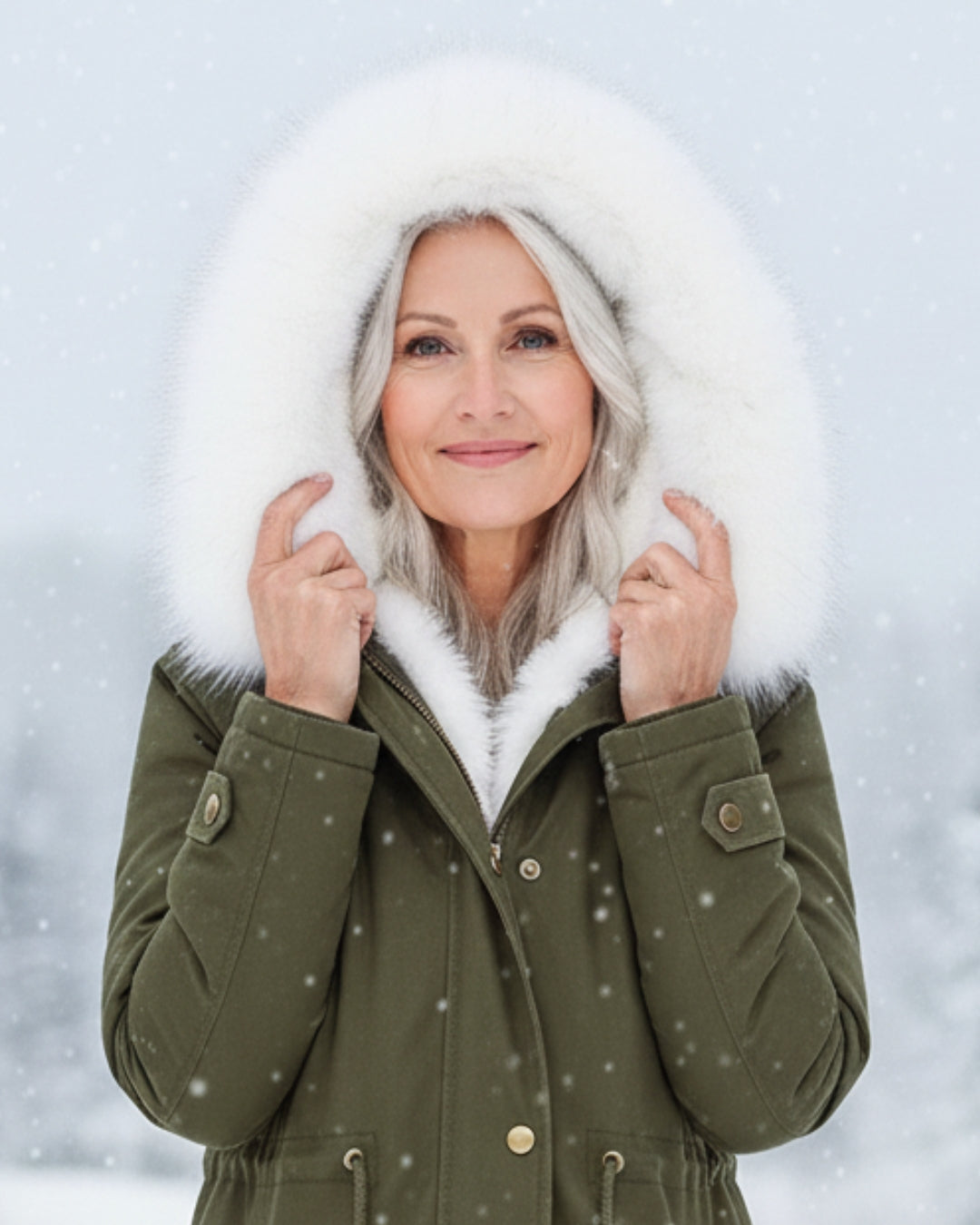 White Fur Hooded Parka