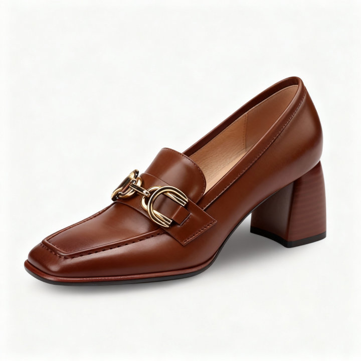 Square Toe Chunky Heel Loafers