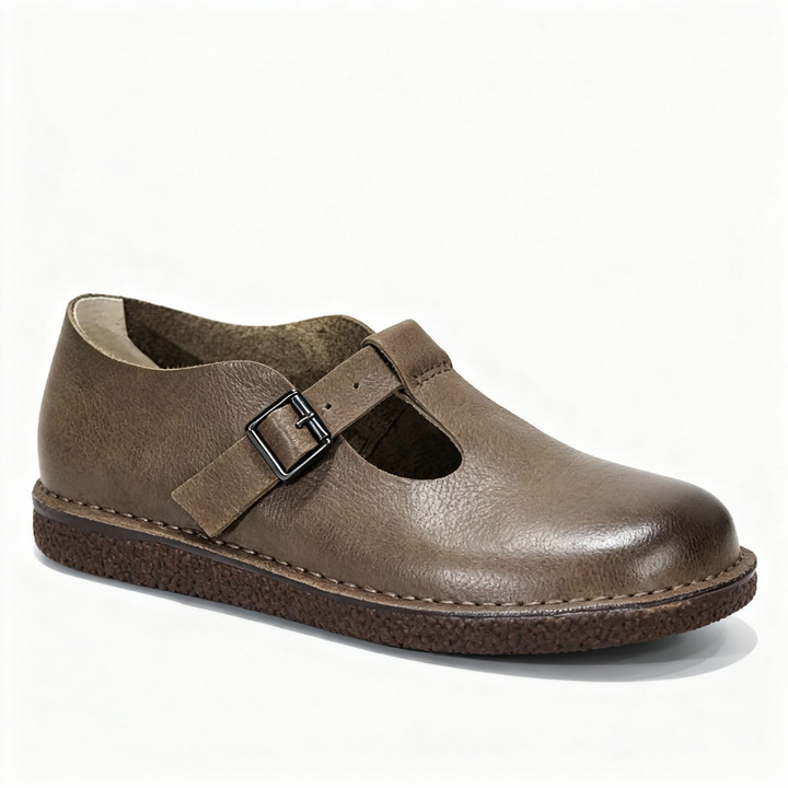 Leather Flat Mary Jane Shoes